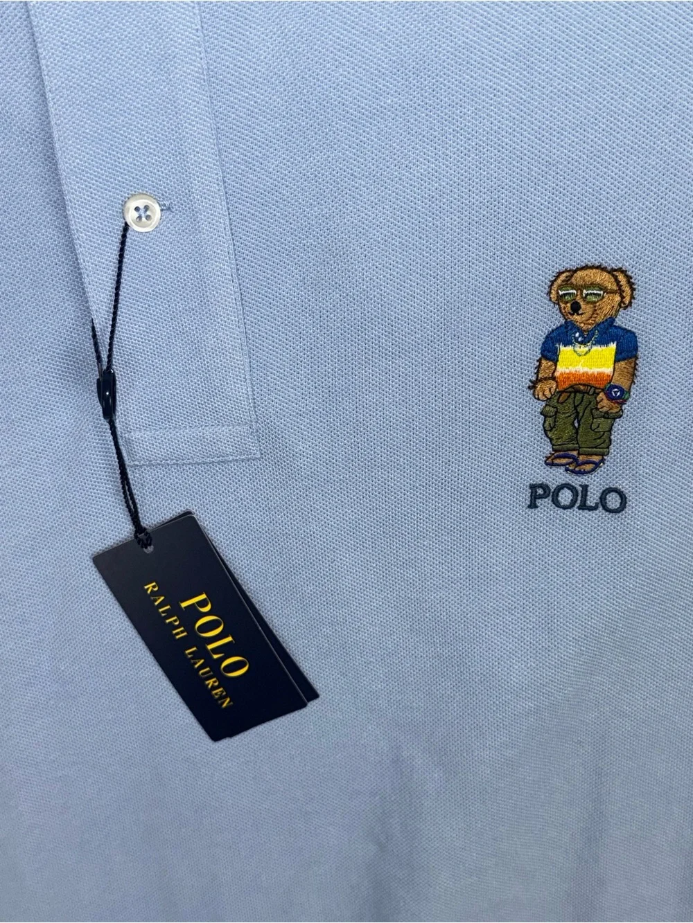 NWT Polo Ralph Lauren Polo Bear Shirt Mens XLT Light Blue Mesh Polo Retail $148⁠